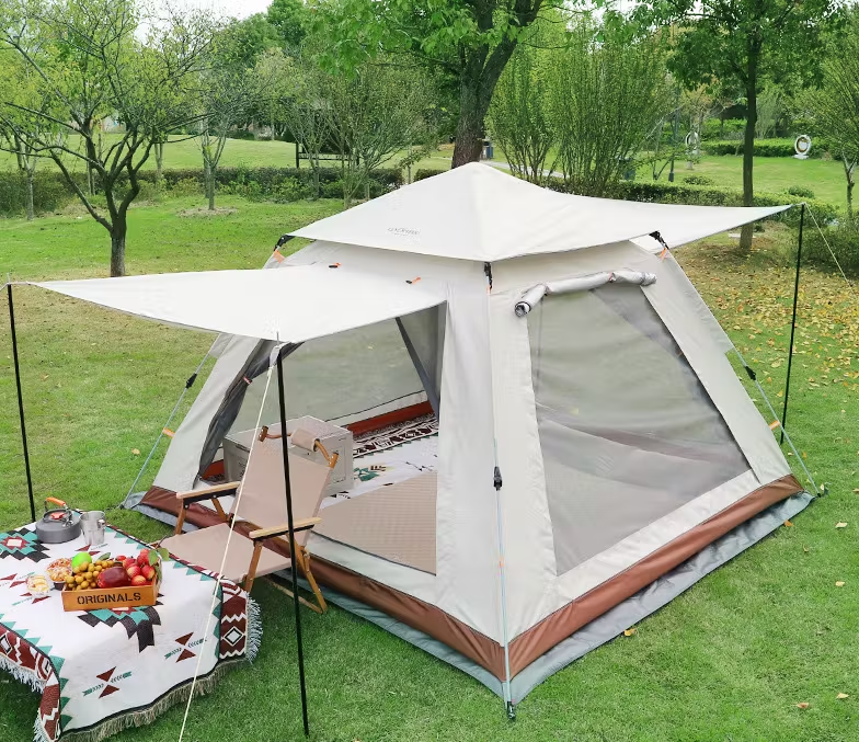 ポールを持ち上げるだけで3秒設営！4面メッシュの自動テント – LaserPecker